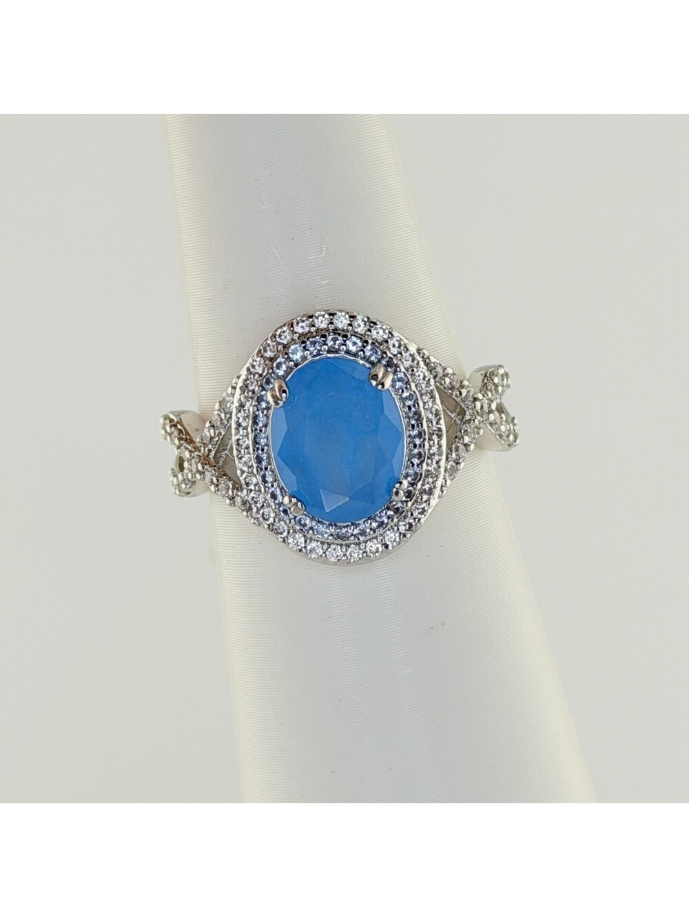 Bomb Party Ring Sz 8 RBP8636 "Walking On Air" Ocean Blue Quartz on Rhodium